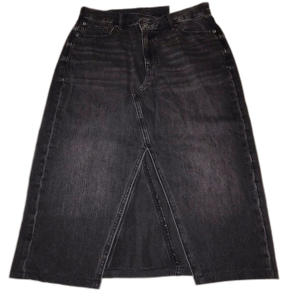 American Eagle NWT 90s High Rise Black Denim Maxi Skirt - Size 6